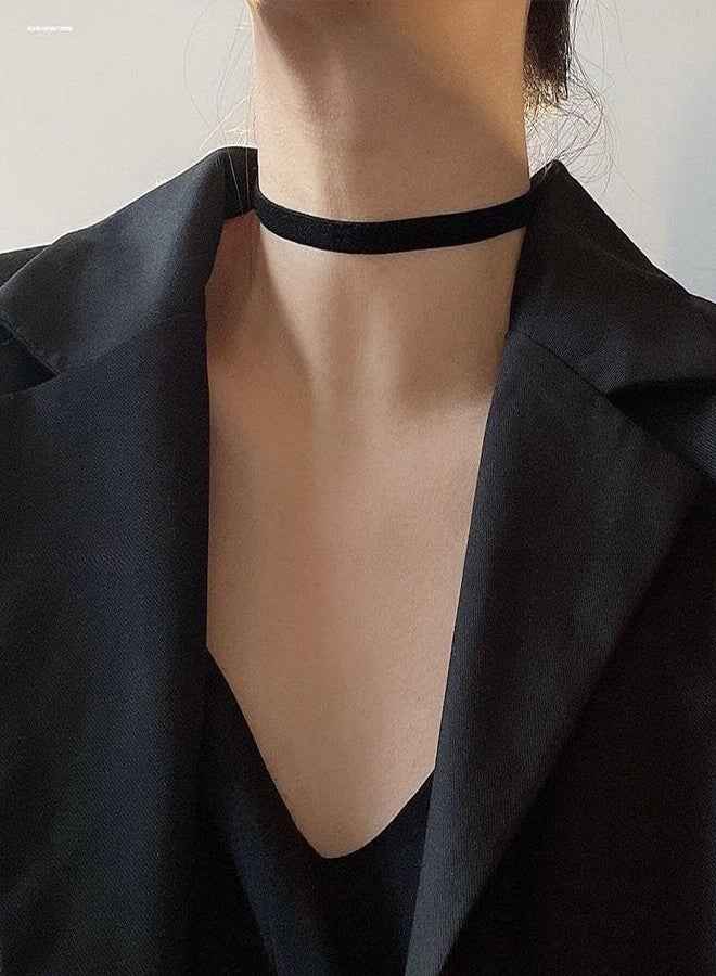 PINCHUAN 1PCS Black Choker Necklace for Women Black Velvet Choker Set Adjustable Layered Classic Choker Necklace Lace Collar Choker Halloween Cosplay Jewelry-10MM - Image 5
